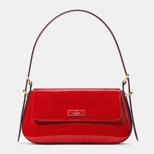 Bridget Patent Fabric Small Flap Shoulder in Red